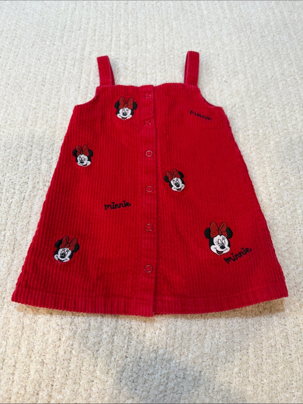 Disney Red Minnie Mouse Corduroy Button-Front Dress